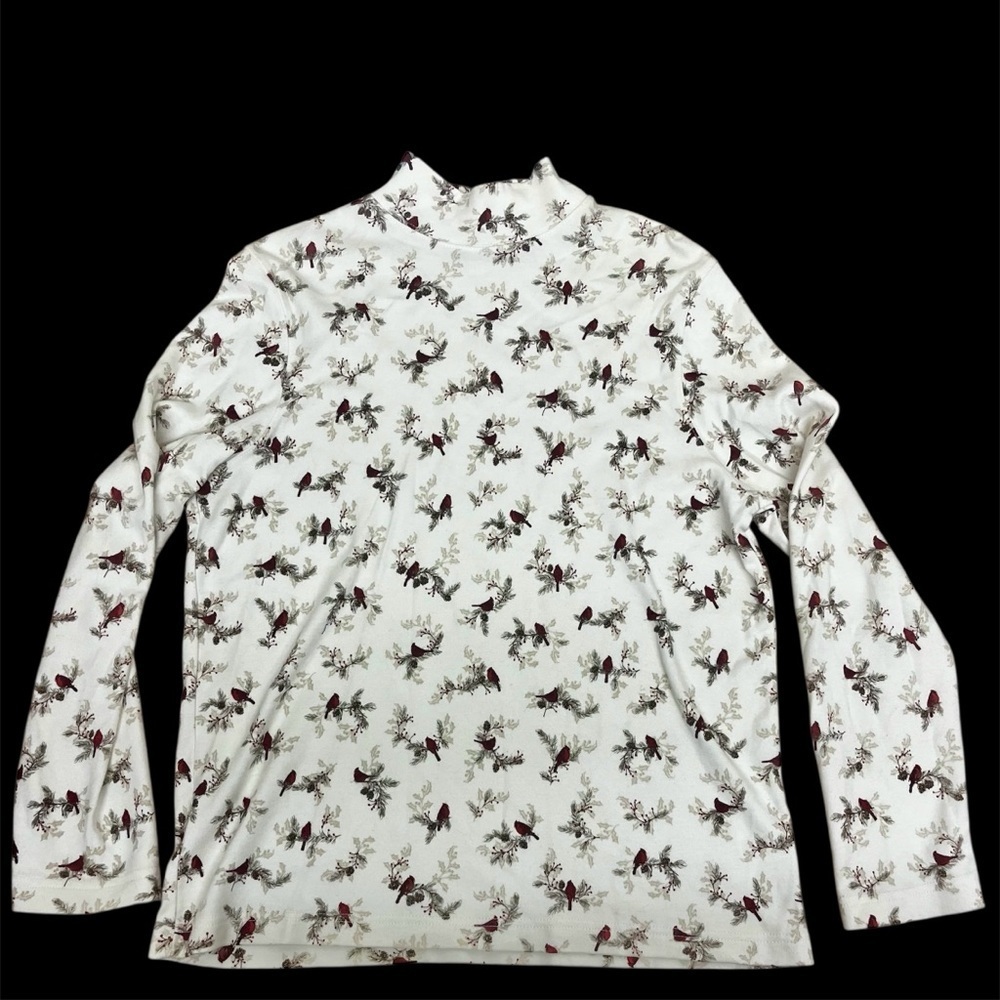 Croft & Barrow Winter Holiday Cardinal Mock Turtleneck, Women’s Petite Large